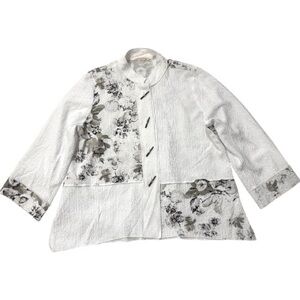 Soft Surroundings Women’s‎ Textured White Fabric Easy-to-Wear -Large